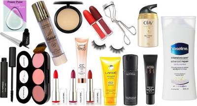 

power point Slicon Puff&Mac Eyeliner&Zoom Lash Mascara&3 Shade Blusher&Mac Highlight&Mac Studio Fix Compact&Lakme 9TO5 CC Cream&Colourbar Lipstick Pack Of 3&Lakme Sun Expert&Eyelashes&Mac Face Serum&Mac BB Bauty Balm&Olay&Curlar&Gambattista Vali & Vaselin
