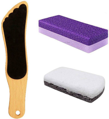 

Prime Wooden Foot Scrubbers And Pumice Stone Scrubber Used For Men And Women (Set of 3)(Set of 3)