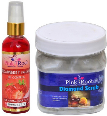 

Pink Root Strawberry Face Wash 100ml WITH Diamond Scrub 500ml(Set of 2)