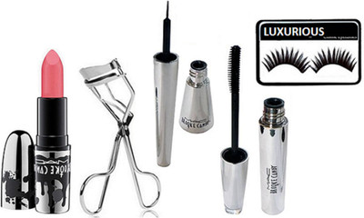 

luxurious Eyelashes,Brooke Candy Lipstick & Eyelashes Curler, Eyeliner With Mascara(Set of 5)