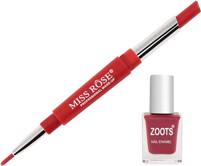 

Miss Rose 2in1 Lipstic & Lipliner The Red(Flane) With Zoots Plus Nail Paint(Set of 2)