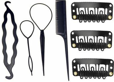 JAGTEK hair combo set of 7 pcs , 4 pcs DIY kit , 3 pcs extension clip(Set of 7)