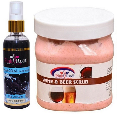 

Pink Root Charcoal Face Wash 100ml WITH Wine & Beer Scrub 500ml(Set of 2)