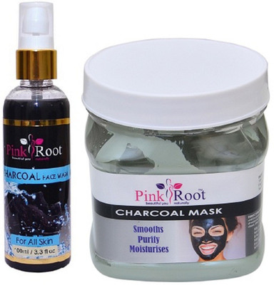 

Pink Root Charcoal Face Wash 100ml WITH Charcoal Mask 500ml(Set of 2)