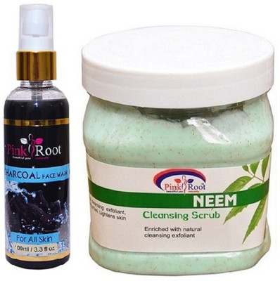 

Pink Root Charcoal Face Wash 100ml WITH Neem Scrub 500ml(Set of 2)