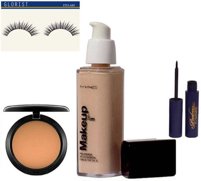 

glorist eyelash & Makeup Pro Longwear Foundation & Mac Compect & Padma Eyeliner(Set of 4)