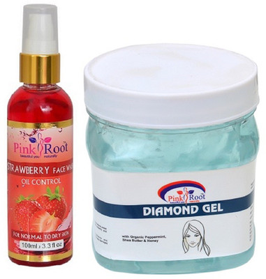 

Pink Root Strawberry Face Wash 100ml WITH Diamond Gel 500ml(Set of 2)