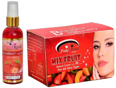 

Pink Root Strawberry Face Wash 100ml WITH Mix Fruit Bleach 250gm(Set of 2)