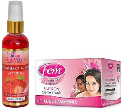 

Pink Root Strawberry Face Wash 100ml WITH Fem Saffron Bleach 30gm(Set of 2)