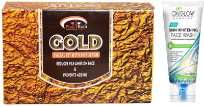 

Pink Root GOLD FACIAL KIT 83GM WITH OXYGLOW SKIN WHITENING FACE WASH(Set of 2)