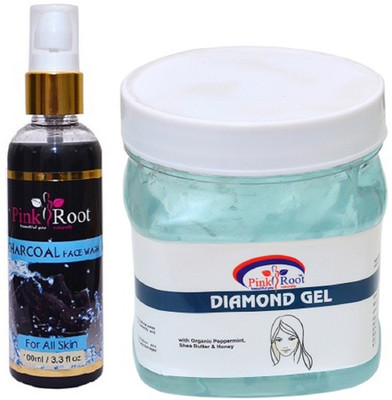

Pink Root Charcoal Face Wash 100ml WITH Diamond Gel 500ml(Set of 2)