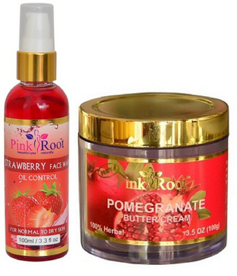 

Pink Root Strawberry Face Wash 100ml WITH Pomegranate Cream 100gm(Set of 2)