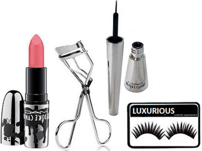 

luxurious Eyelashes, Lipstick & Eyelashes Curler With Eyeliner(Set of 4)
