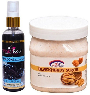 

Pink Root Charcoal Face Wash 100ml WITH Blackheads Scrub 500ml(Set of 2)