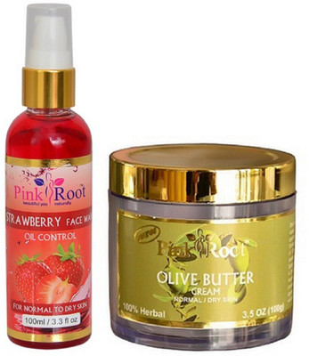 

Pink Root Strawberry Face Wash 100ml WITH Olive Butter Cream 100gm(Set of 2)