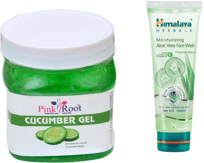 

Pink Root CUCUMBER GEL 500ML WITH HIMALAYA ALOE VERA FACE WASH(Set of 2)