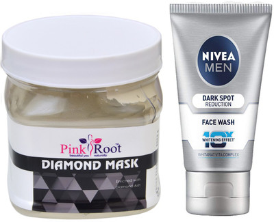 

Pink Root Diamond Mask 500ml WITH Nivea Men Dark Spot Reduction Face Wash(Set of 2)