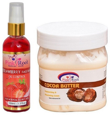 

Pink Root Strawberry Face Wash 100ml WITH Cocoa Butter Cream 500ml(Set of 2)