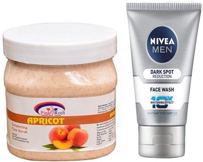 

Pink Root Apricot Scrub 500ml WITH Nivea Men Dark Spot Reduction Face Wash(Set of 2)