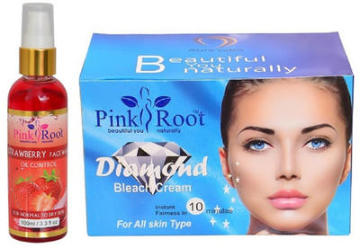 

Pink Root Strawberry Face Wash 100ml WITH Diamond Bleach 250gm(Set of 2)