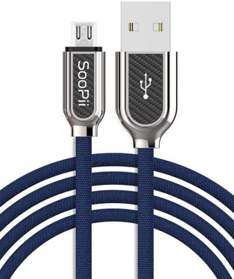 Soopii Micro USB Cable 2 A 1 m cloth Micro Connector Carbon Fiber Cloth Braided Fast USB(Compatible with Mobile, Blue)