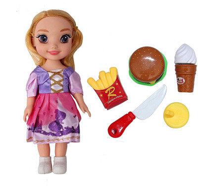

Sunshine Gifting E9 Inches Realistic Princess Doll Girl with Fast Food Set(Multicolor)