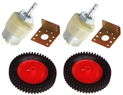 

Robodo 300 RPM DC Geared Motor, Clamp, Wheel (2 Set) - 12V DC Geared Helical 2 Set Electronic Components Electronic Hobby Kit