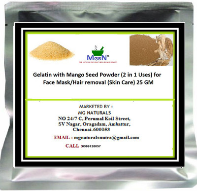

MGBN Gelatin with Mango Seed Powder (2 in 1 Uses) for Face Mask/Hair removal (Skin Care) 25 GM(25 g)