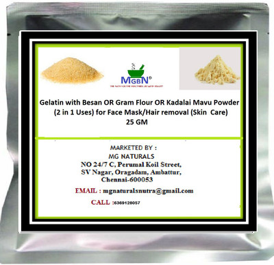

MGBN Gelatin with Besan OR Gram Flour OR Kadalai Mavu Powder (2 in 1 Uses) for Face Mask/Hair removal (Skin Care) 25 GM(25 g)