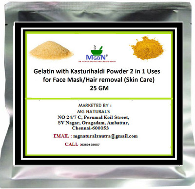 

MGBN Gelatin with Kasturihaldi Powder (2 in 1 Uses) for Face Mask/Hair removal (Skin Care) 25 GM(25 g)