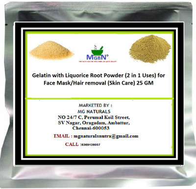 

MGBN Gelatin with Liquorice Root Powder (2 in 1 Uses) for Face Mask/Hair removal (Skin Care) 25 GM(25 g)