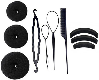 

KYT Accessories 9 pcs al in one combo set easy to use at home Hair Accessory Set(Black)