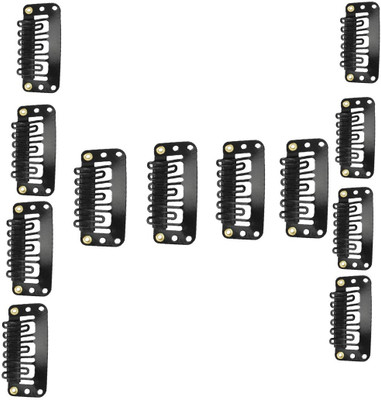 

KYT U Shape Snap Clip For Hair Extension Weft Wigs 32mm- Black Tic Tac Clips for Hair Extensions clip 12pcs Hair Clip(Black)