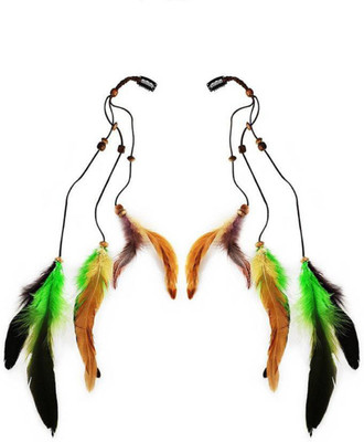 

pelo Fancy Party Wear Feather Hair Extensions for Girls Set of 2 pcs, Multicolor Hair Accessory Set (Multicolor) Hair Clip(Multicolor)