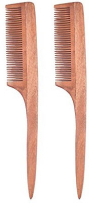 

PELO Set of 2 Neem Wood Hair Comb 100% Hand made Anti-Dandruff Comb, For men & Women, Pack of 1(Tail Comb)