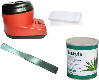 

Shopfleet Combo of Wax Heater+ 800 Gm Aloe Vera Liposoluble Wax+50 Wax Strips+1 Steel Wax Knife (Multicolor) Wax(0 g, Set of 4)
