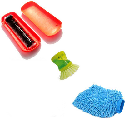 Utkarsh Set Of Soap Dispenser Dish Washer Sink Brush for Kitchen Floor Tiles Cleaning, M Plastic Wet and Dry Brush(Multicolor, 3 Units)