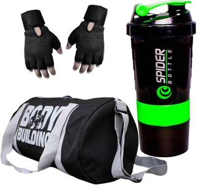 

Spider Combo of BodyBuilding Bag,Gloves&Spider Shaker(Blk)Gym&Fitness Kit Gym & Fitness Kit