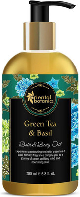 

Oriental Botanics Bath & Body Oil (Green Tea & Basil) No Mineral Oil, Silicon or Paraben(200 ml)