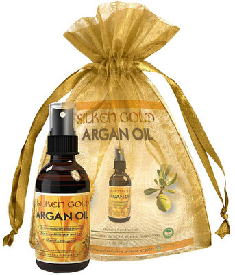 

silken gold Pure Organic Moroccan Argan Oil - Soothe and Smooth Skin – Soften and Repair Fine Lines And Wrinkles On Face And Body – Reduce Scars - Improve Skin Moisture and Hydration - Strengthen and Repair Nails – Improve Hair Texture, Split Ends and Fri