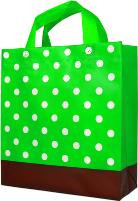 Pac-king Printed Party Bag(Green, White, Brown, Pack of 10)
