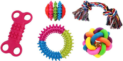 

JAINSONS PET PRODUCTS Dog & Puppy Multi Color Ball Rubber, Cotton Chew Toy, Rubber Toy For Dog