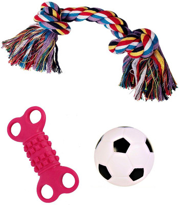 

JAINSONS PET PRODUCTS Dog & Puppy Squeaky Ball Cotton Chew Toy, Rubber Toy For Dog