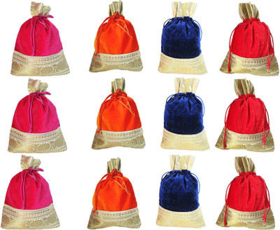 

Muccasacra Festival & Wedding Gifting Gota Velvet Solid Multicolour Shagun Gift Pouch Potli (pack of 12) Potli(Multicolor)