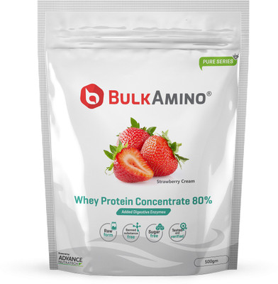 

Advance Nutratech BulkAmino Whey Protein Concentrate 80% Whey Protein(500 g, Delicious Strawberry)