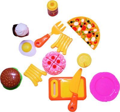 

Emob 12 PCs Realistic Velcro Sliceable Food Kitchen Play Set Toy with Chopping Board and Knife