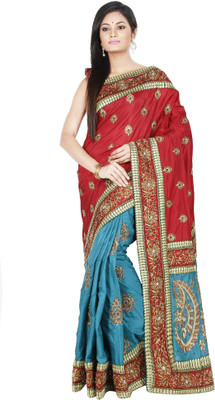 

Ambition Embroidered Fashion Silk Saree(Red, Green, Green;red
