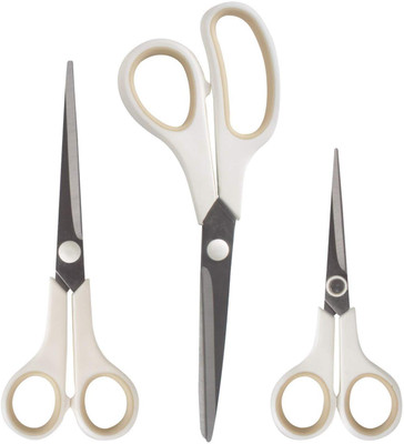 

HOKIPO Stainless Steel Scissors Set, Pack of 3 Scissors(Set of 3, White)