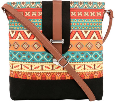 

All Things Sundar Women Casual Multicolor Cotton Sling Bag