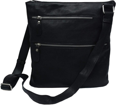 

Lamek Men & Women Casual Black Genuine Leather Sling Bag
